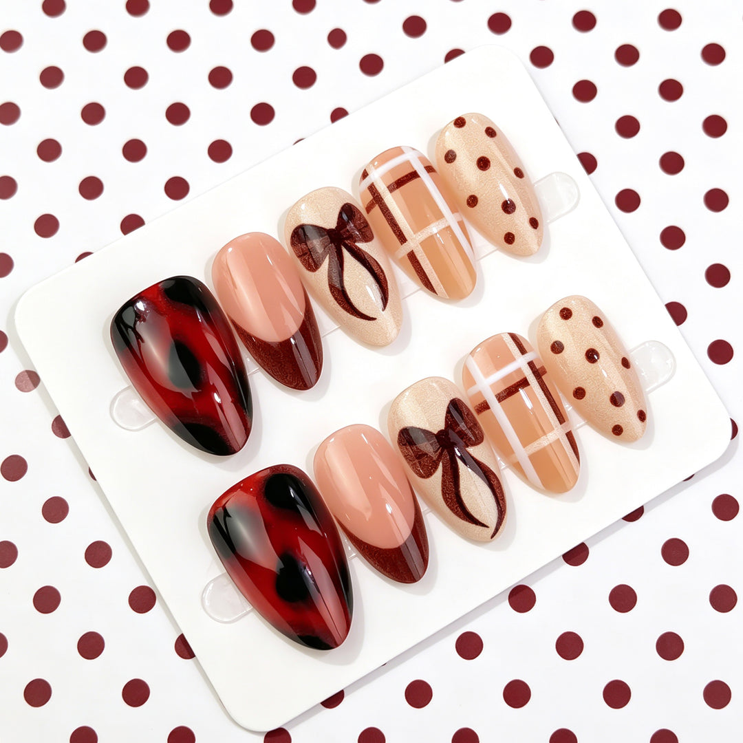 Artistic Chocolate-Inspired Press-On Nail Art Set Kalsten