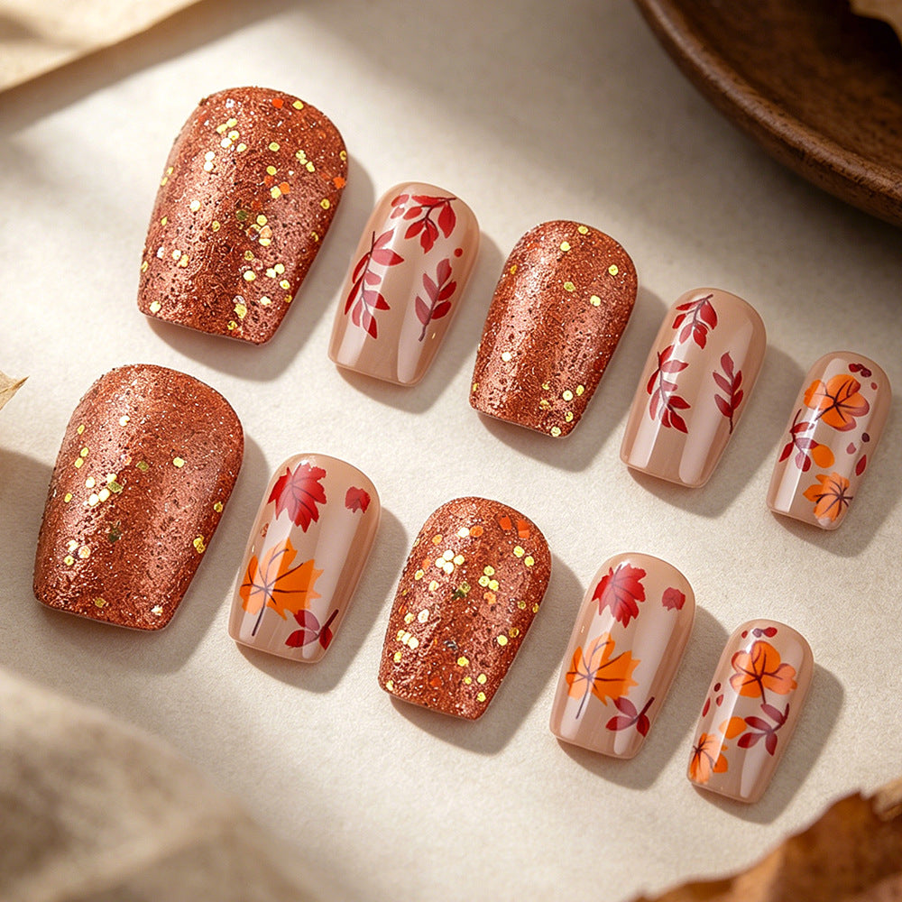 Decorative Autumn-Themed Press-On Nails Kalsten