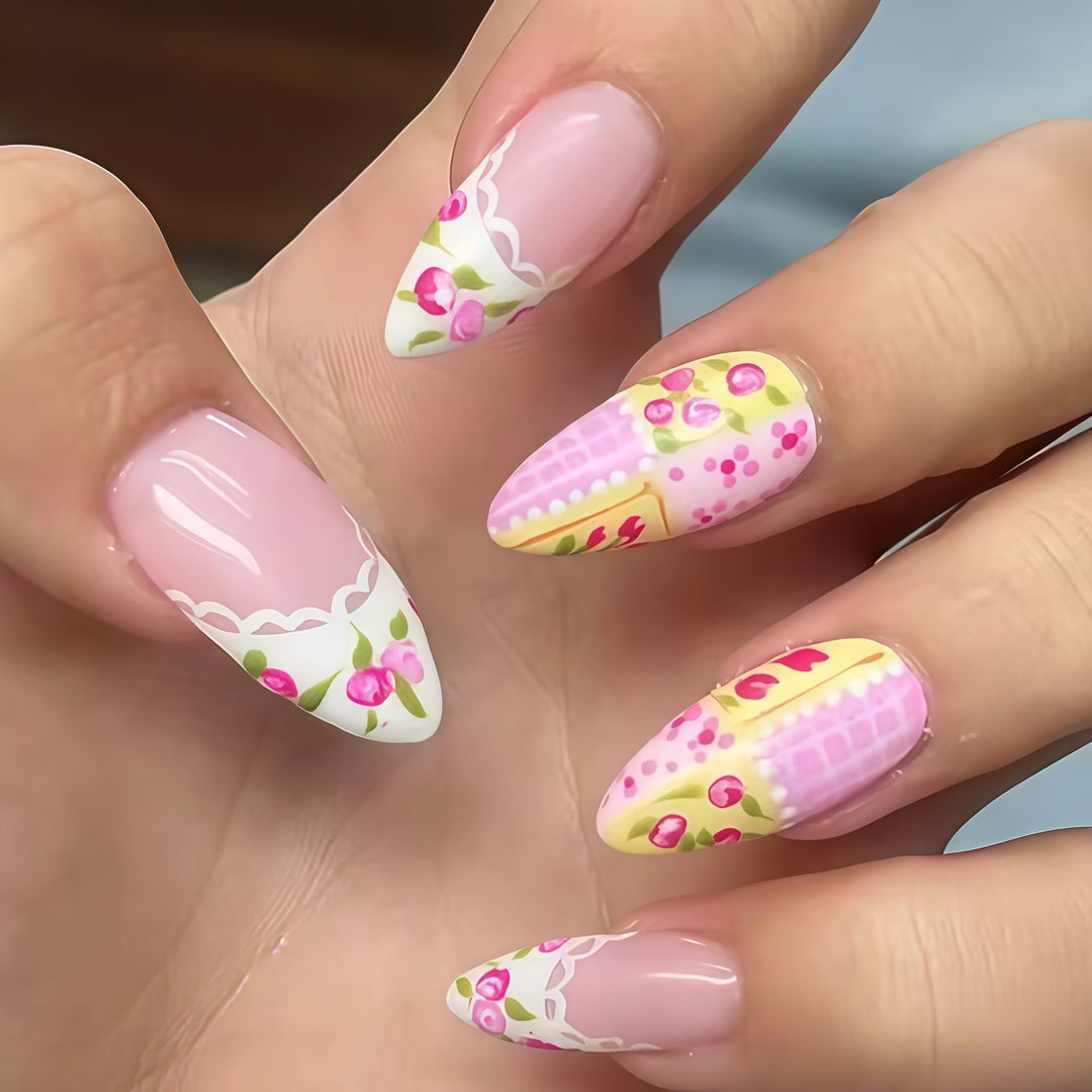 Decorative Floral Press-On Nail Art Kalsten