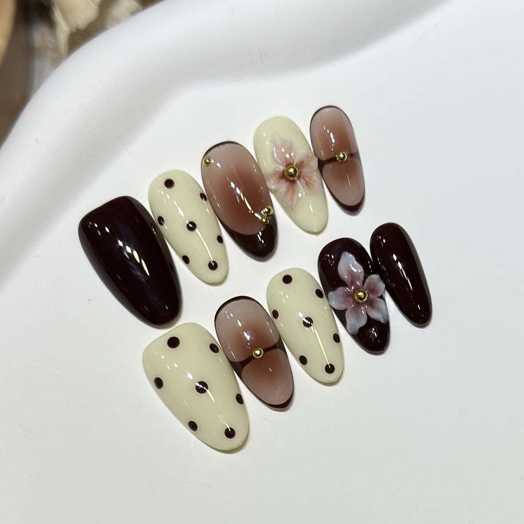 Elegant Floral Stiletto Nail Art Set Kalsten