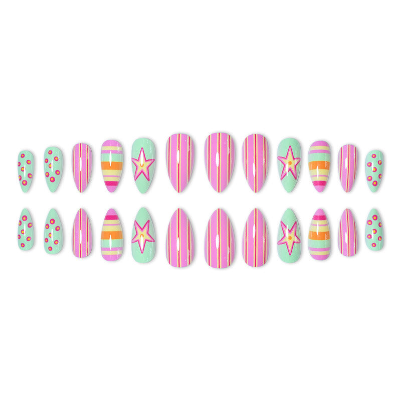 Themed Vibrant Press-On Nail Art Kalsten
