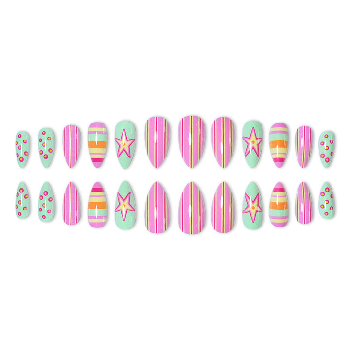Themed Vibrant Press-On Nail Art Kalsten