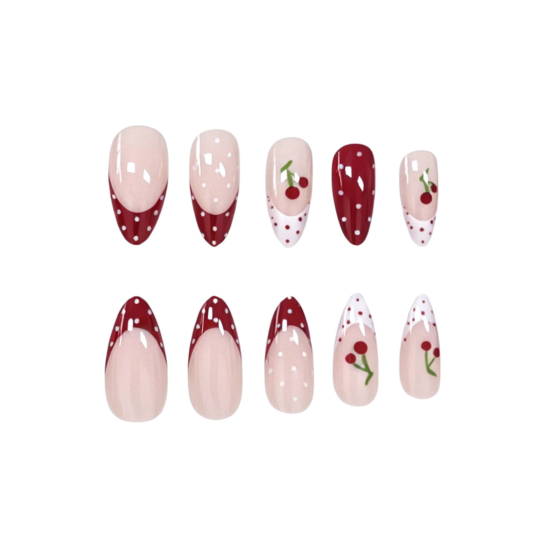 Cherry-Themed Acrylic Nail Art Enhancements Kalsten