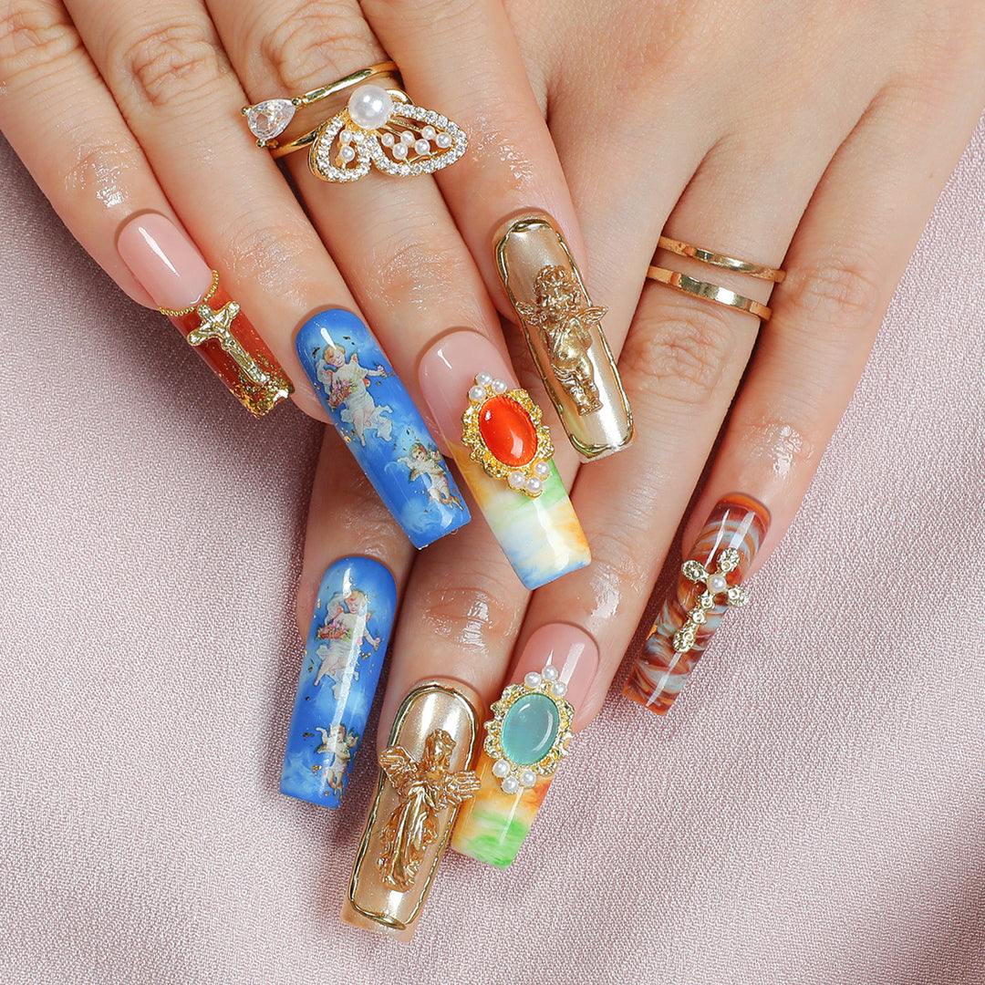 Creative nail art set with luxurious 3D decorations and elegant designs Kalsten