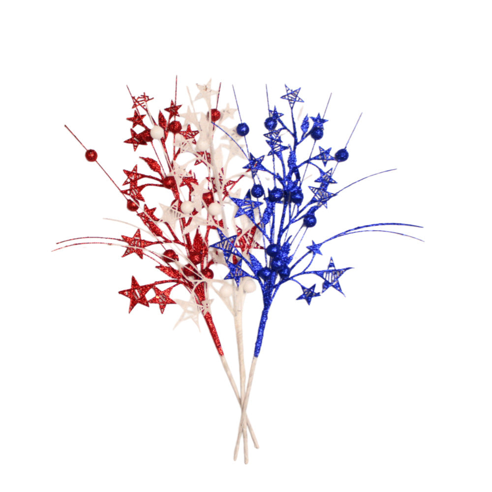 Unisex decorative deco branch with star and berry appliqués, flexible branch structure Kalsten