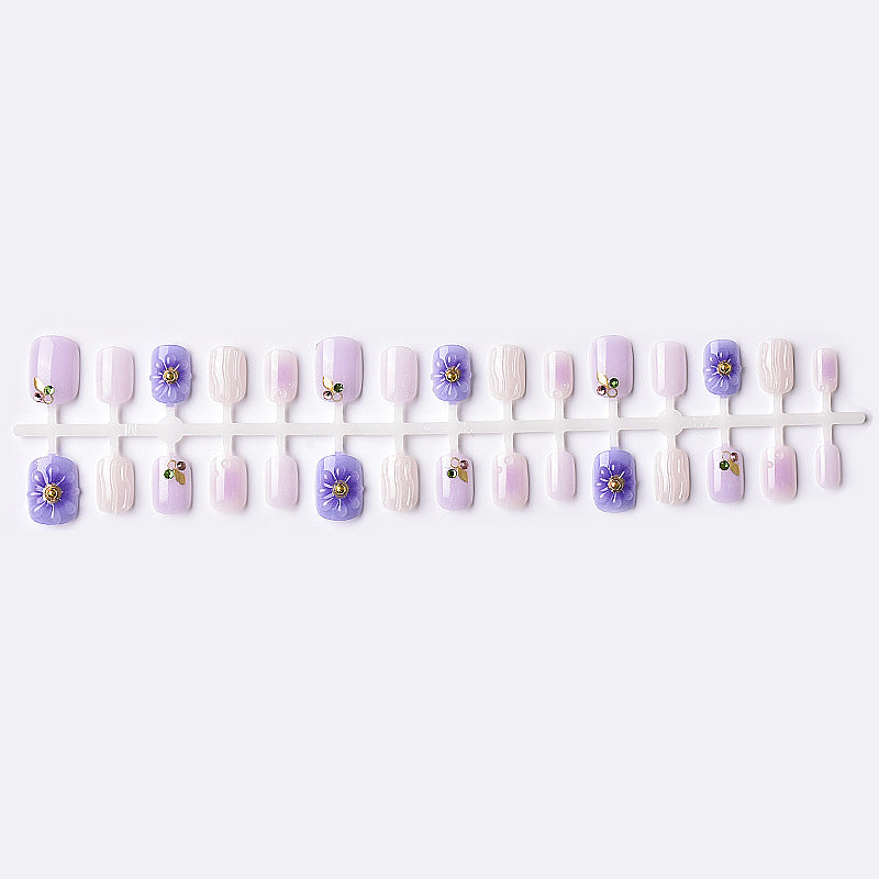 Elegant Decorative Press-On Nail Set with Floral and Gem Accents Kalsten