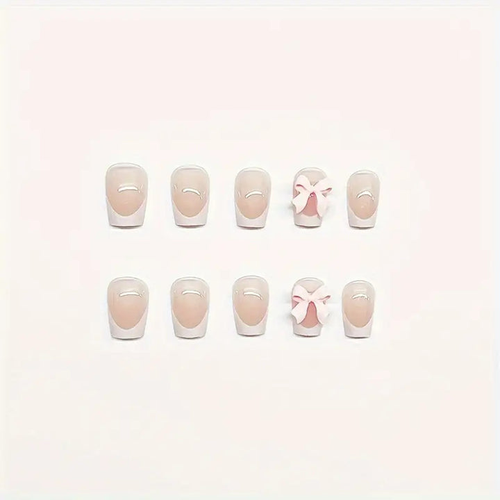 Charming Bow-Embellished Press-On Nail Art Kalsten