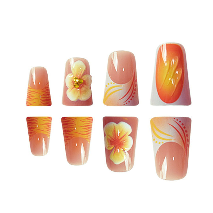 Artistic Floral Press-On Nails Set Kalsten