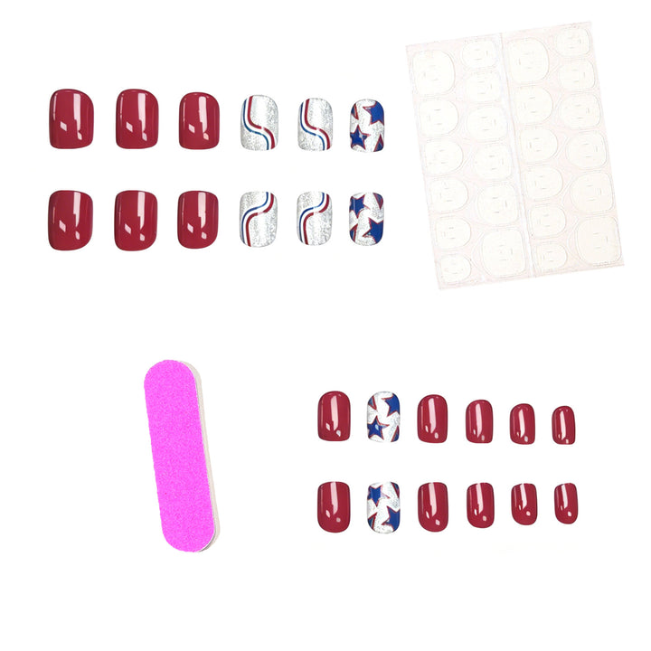 Festive Glittery Star and Stripe Nail Art Kalsten