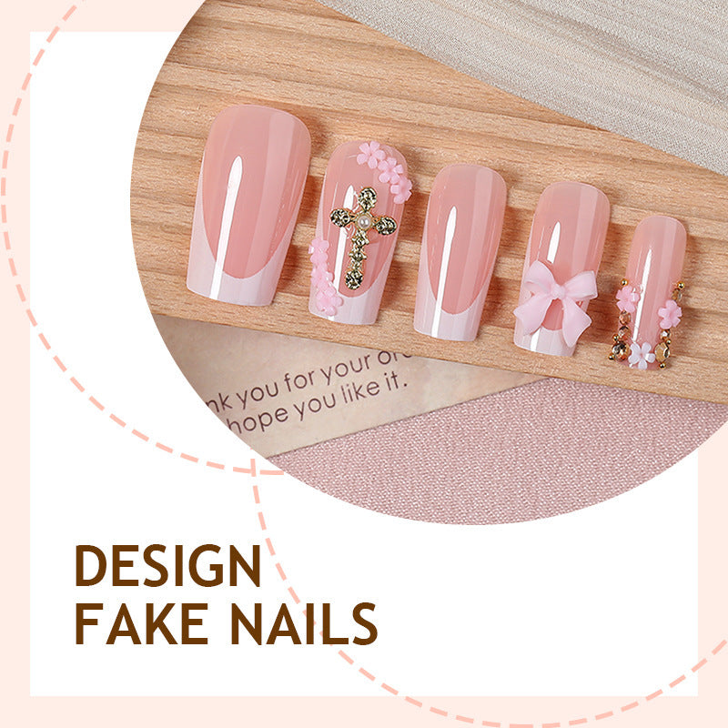 Artificial nail set with glamorous flower and pearl decorations Kalsten