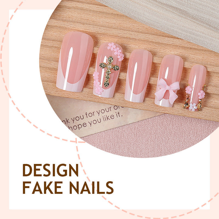 Artificial nail set with glamorous flower and pearl decorations Kalsten