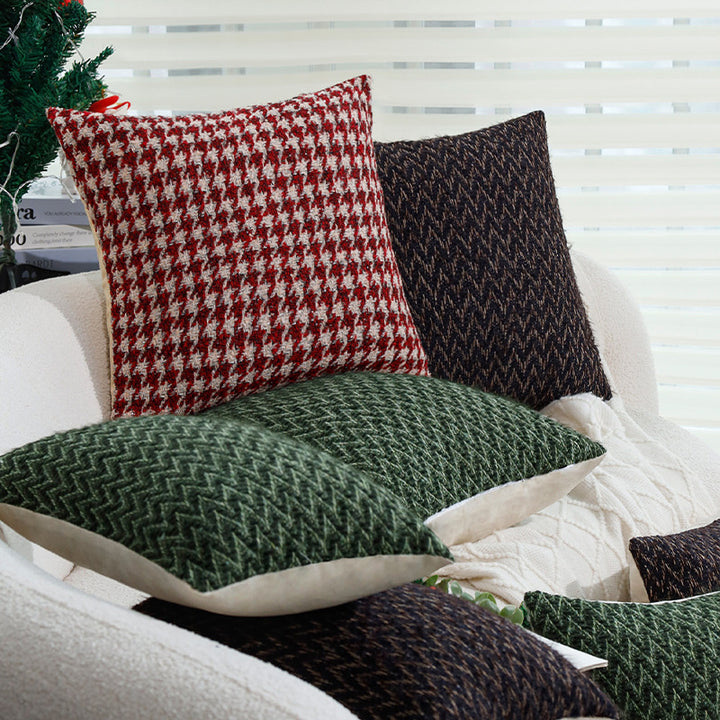 Rectangular Houndstooth Boucle Pillowcase with textured weave appearance and fine linen touch Kalsten