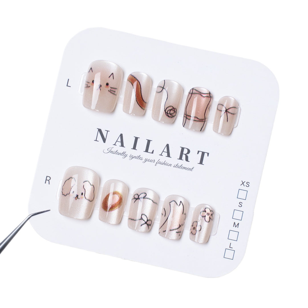 Artistic Animal-Themed Press-On Nail Set Kalsten