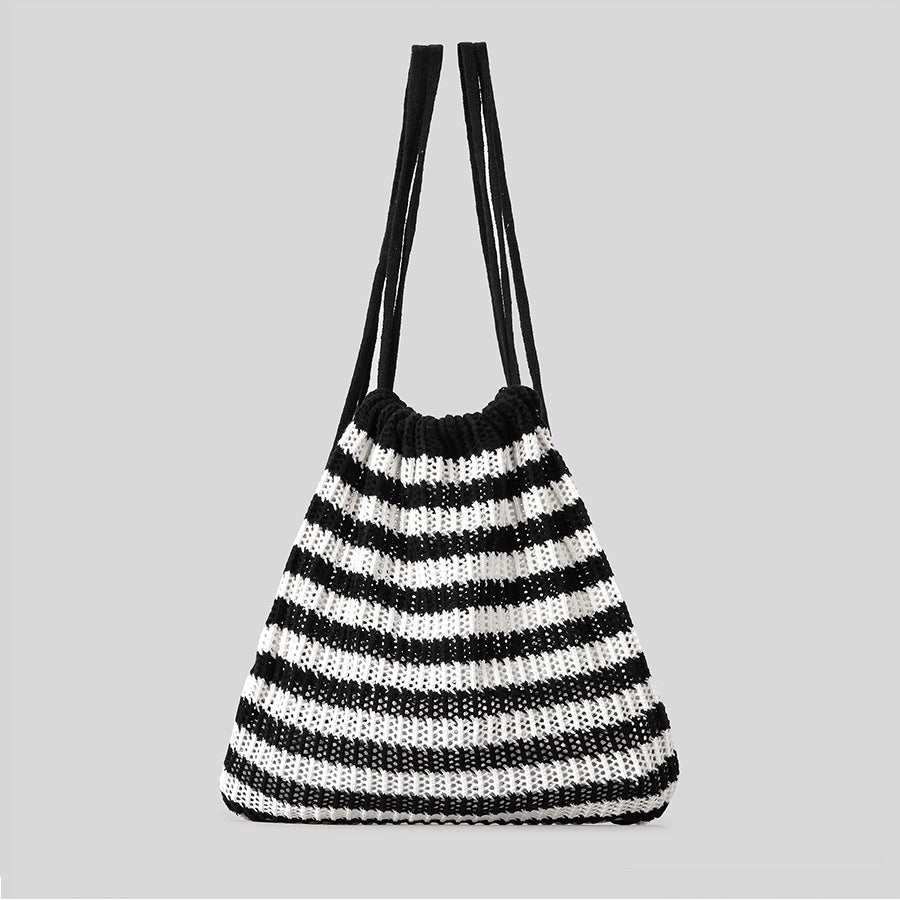 Lightweight Striped Crochet Tote Bag