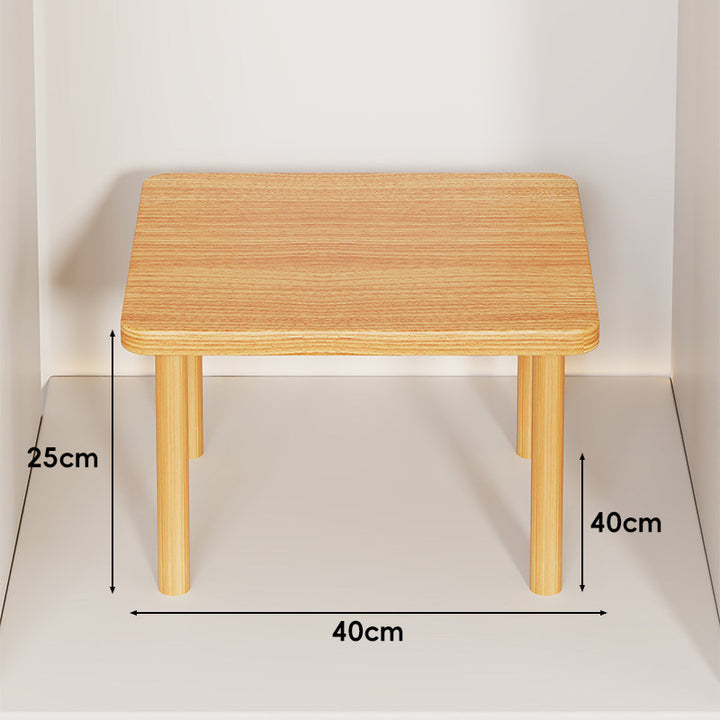 Height-Adjustable Rectangular Wooden Riser Table with Detachable Round Legs