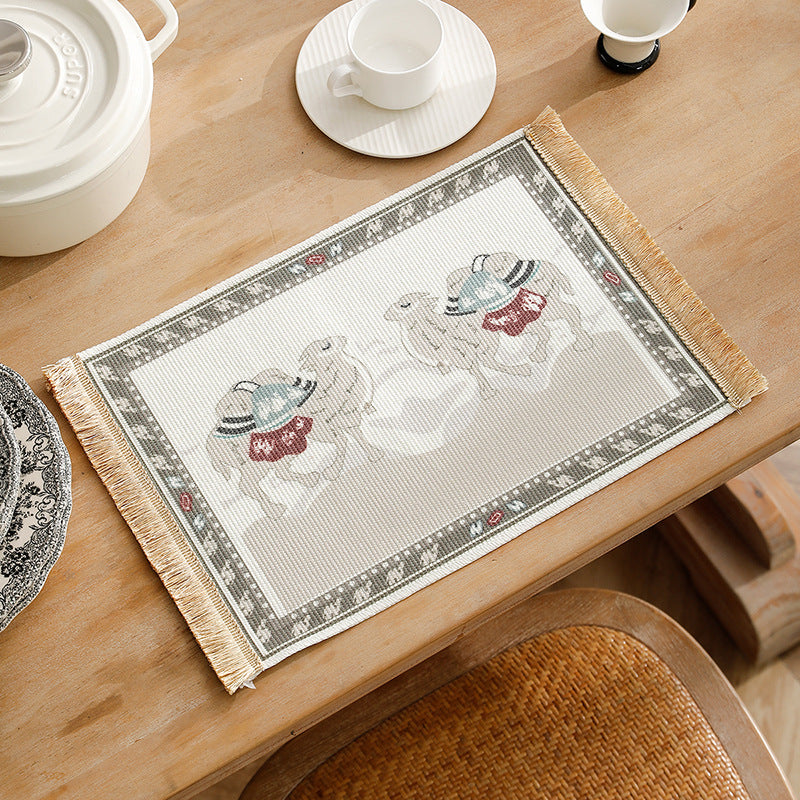 Short-pile decorative bathroom and runner carpet in oriental medallion style with fringes Kalsten