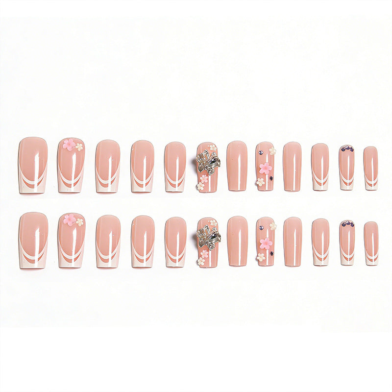 Artificial nails with floral accents and glitter effects Kalsten