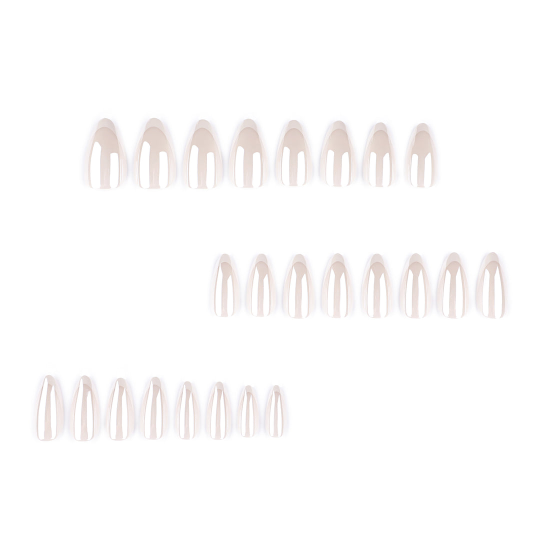 Artistic stiletto nails with elegant French tip embellishments Kalsten