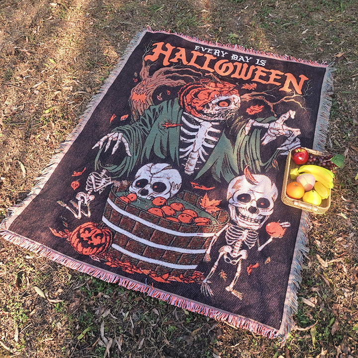 Halloween-Themed Tapestry Throw Blanket