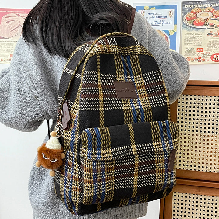 Stylish Plaid Backpack Kalsten