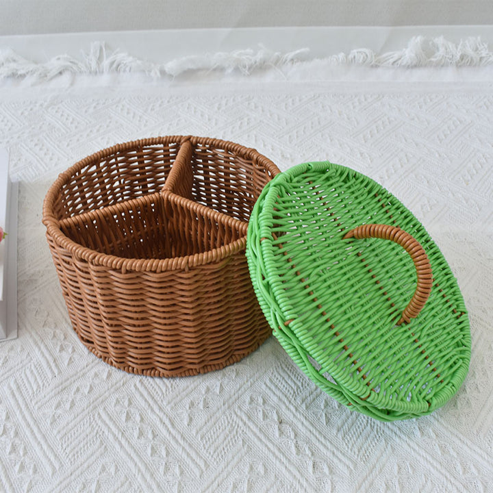 Triple-Compartment Woven Storage Basket Kalsten