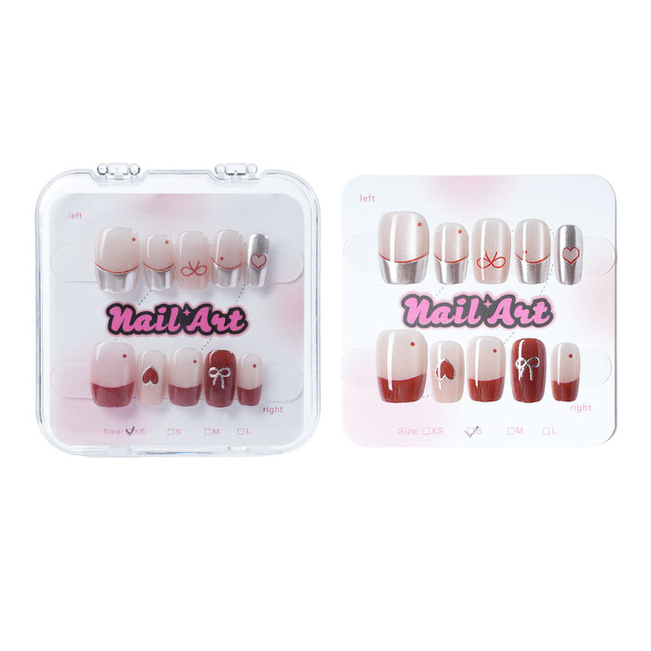 Romantic Heart-Themed Press-On Nail Set Kalsten