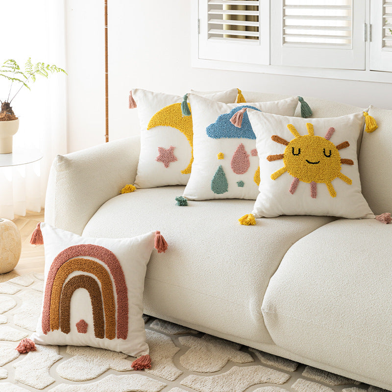 Decorative Cushion with Cloud and Drop Design