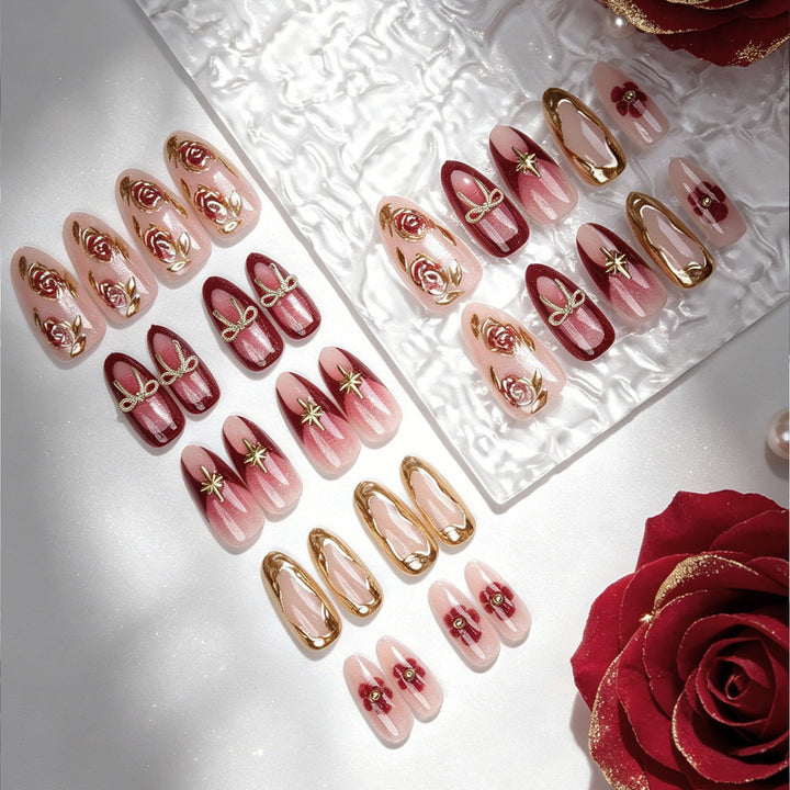 Elegant artificial nails with floral decorations Kalsten