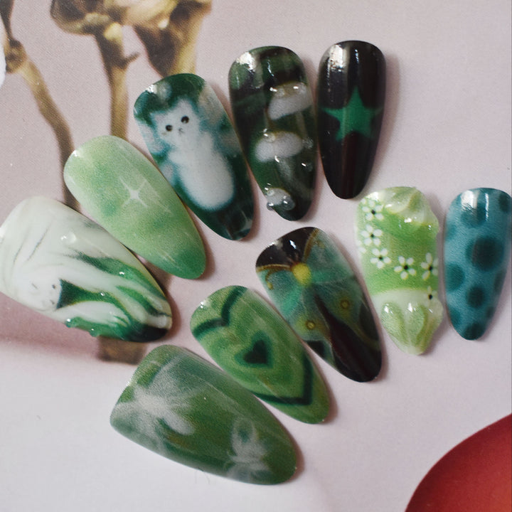 Artistic 3D Sea-Inspired Press-On Nail Art Kalsten
