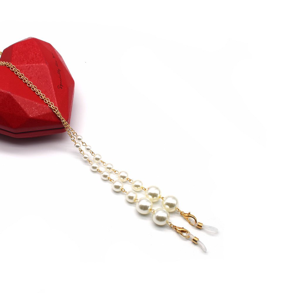 Elegant Pearl and Silver Eyewear Chain Kalsten