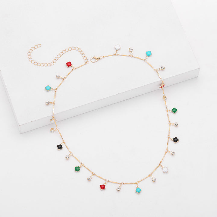 Floral Charm Silver Necklace Kalsten