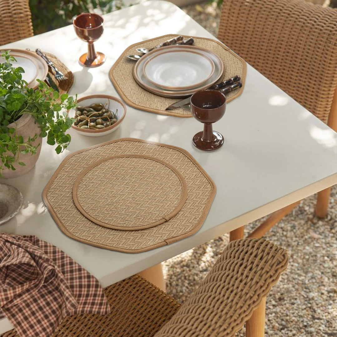 Straw sun hat with wide octagonal brim and cotton inner band Kalsten