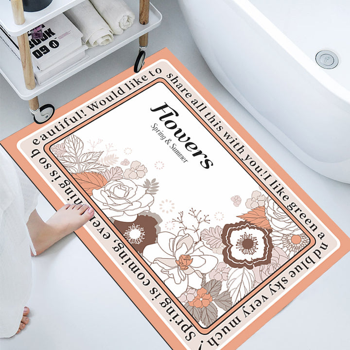 Floral-Themed Bathroom Mat