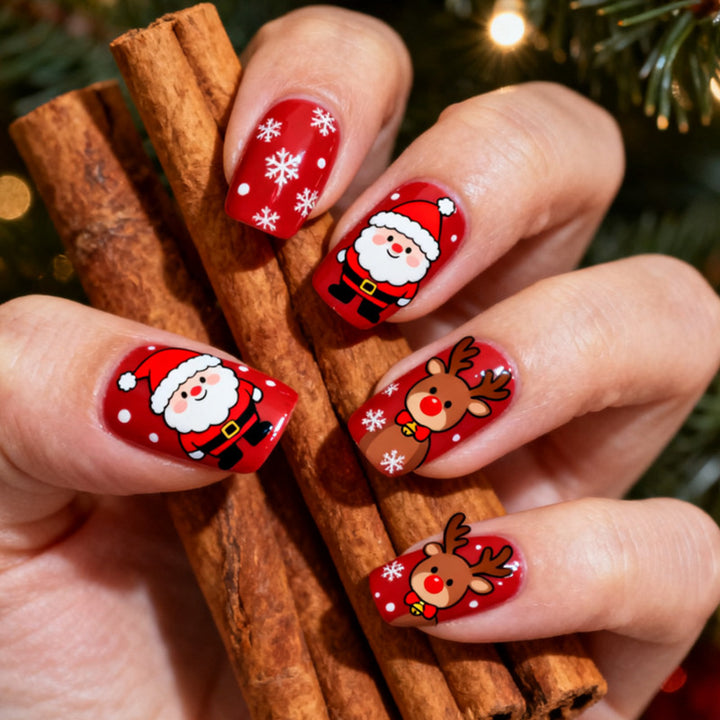 Festive Holiday Themed Press-On Nail Art Set Kalsten