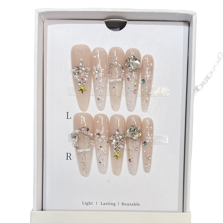 Decorative Gemstone Press-On Nail Tips Kalsten