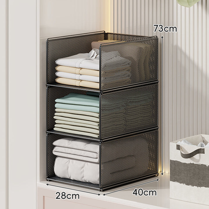 Perforated Steel Fabric Storage Basket with Raised Sliding Base