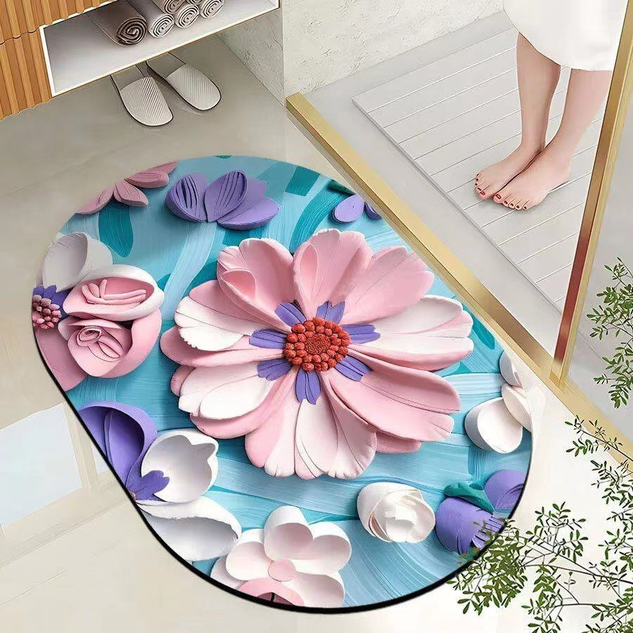 Leaf-Patterned Bathroom Mat Kalsten