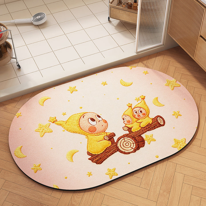 Playful Cartoon Character Bath Mat