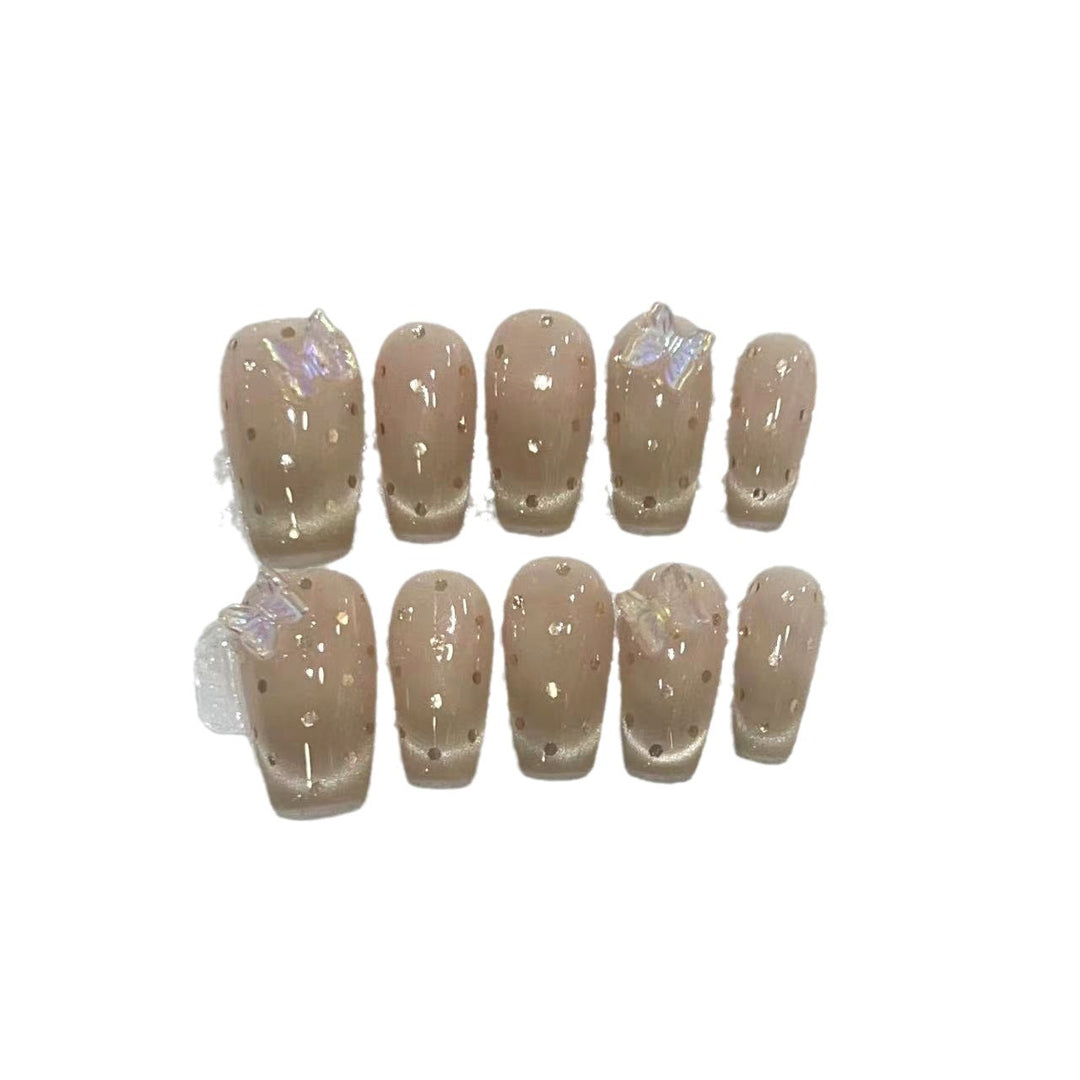 Premium Press-On Nail Set with Iridescent Accents Kalsten