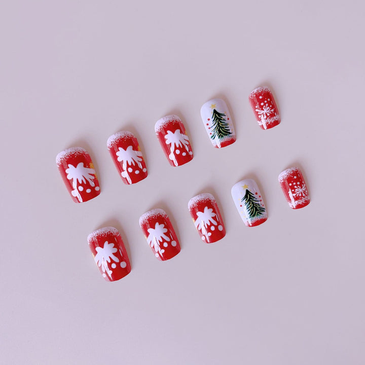 Artificial nail set with festive Christmas design Kalsten