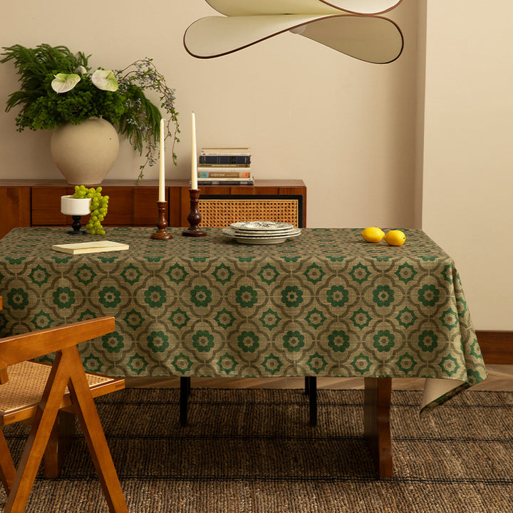 Rectangular tablecloth made of cotton-linen blend with ornamental jacquard structure Kalsten