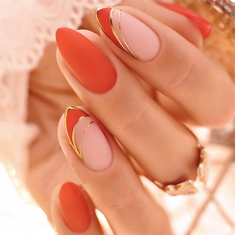 Artistic Press-On Nail Set with Elegant Design kalsten
