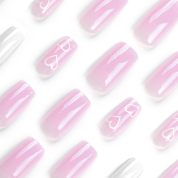 Artful Nail Extensions with Heart Patterns Kalsten