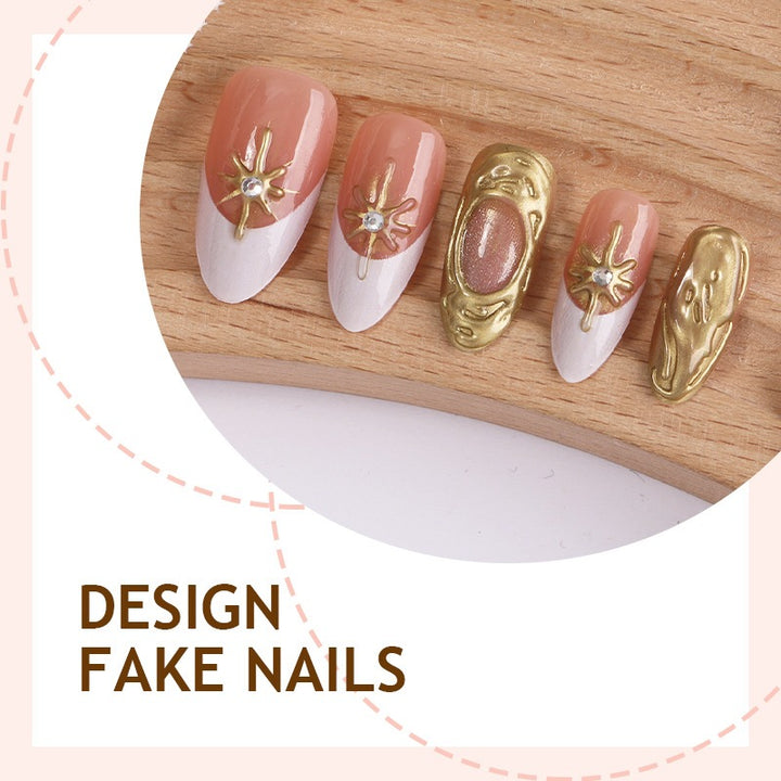 Acrylic nail set with luxurious flower decorations Kalsten