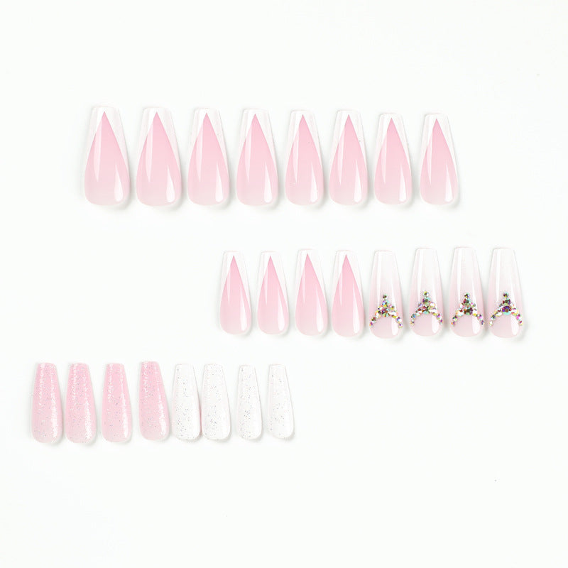 Artful Nail Extensions with Glitter and Rhinestone Accents Kalsten