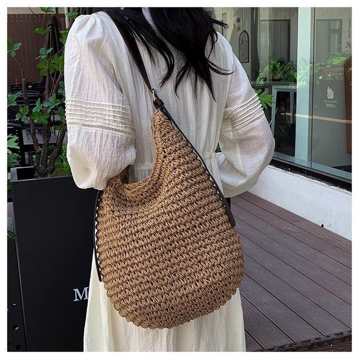 Handcrafted macrame shoulder bag with leather straps Kalsten