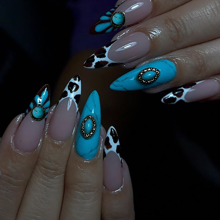 Artistic Stiletto Nail Art Extensions with 3D Accents Kalsten