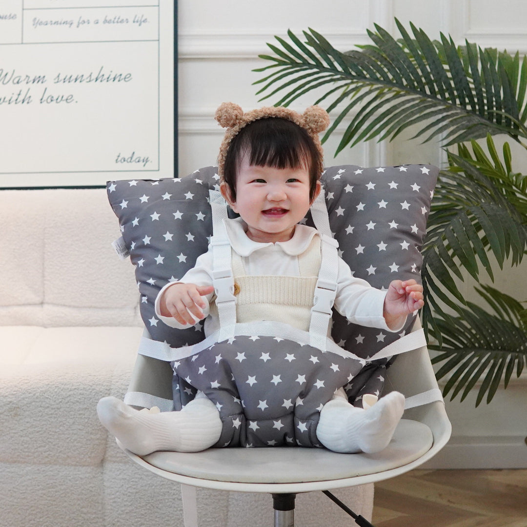 Padded Star-Print Infant High Chair Booster Seat Insert with Five-Point Safety Harness