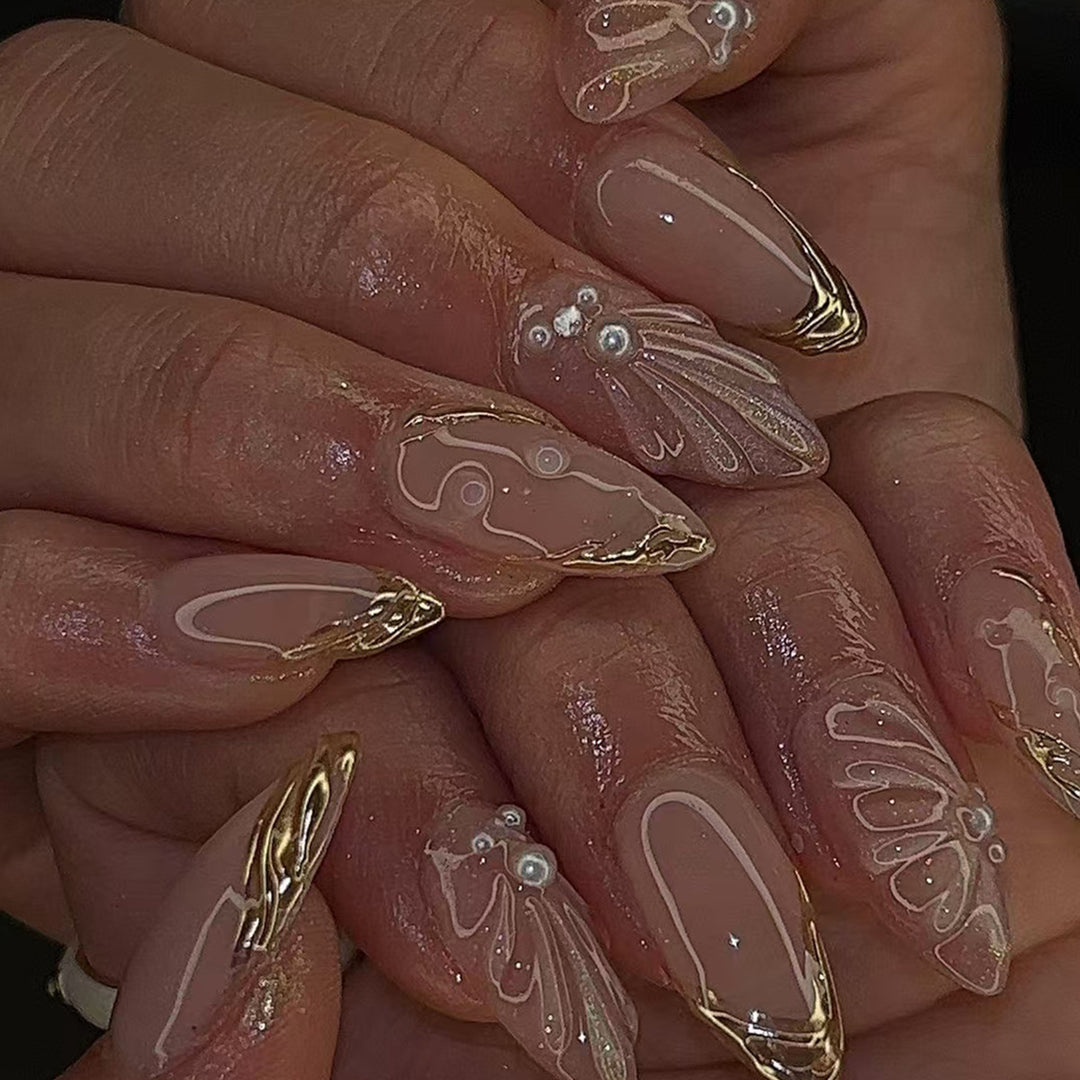Artistic fingernails with curved decorations Kalsten