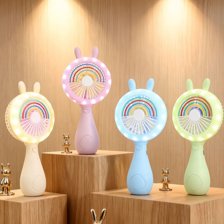 Ladies portable hand fan with LED function and innovative bunny design Kalsten